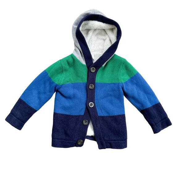 Hanna Andersson Bright Basics Sherpa Sweater Cardigan 3T - Picture 2 of 8